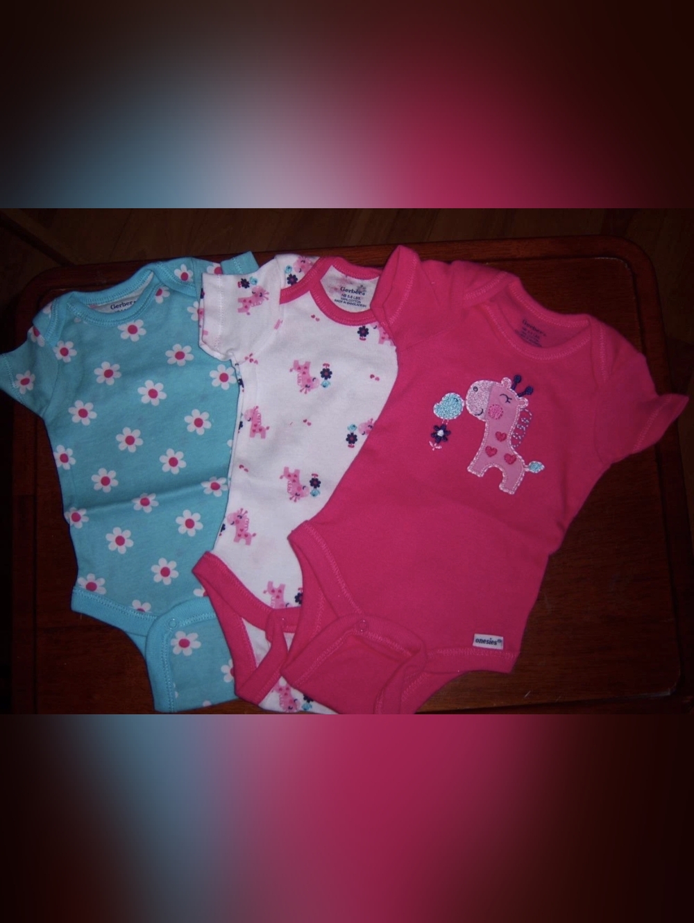 NWT Gerber Baby Girl Onesies 3-Pack Newborn / 12 Months Floral Giraffe Bodysuits